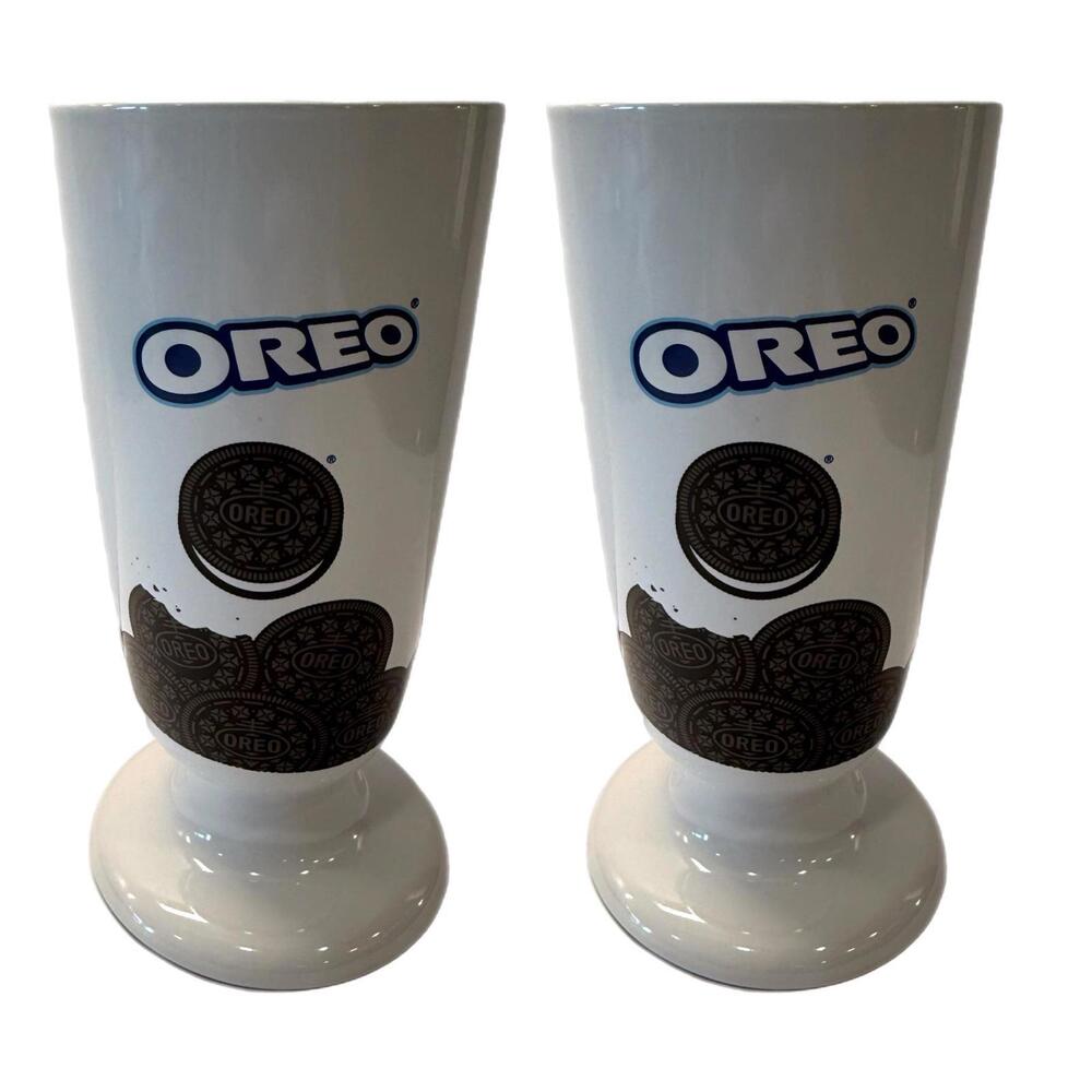 Set of 2 Oreo Cookie Milkshake Sundae Pedestal Ceramic Tumbler Cups